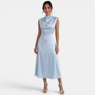 Elegant Midi Dress High Neck Women