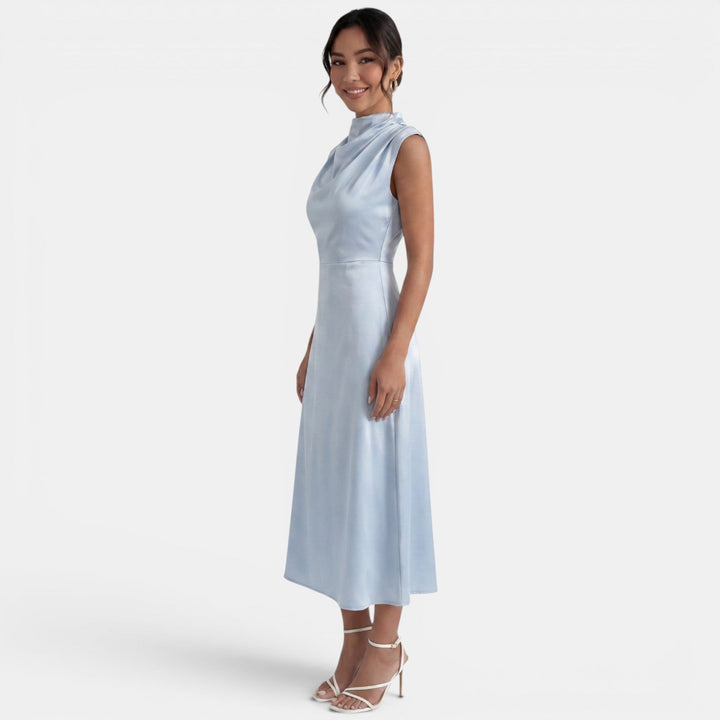 Elegant Midi Dress High Neck Women