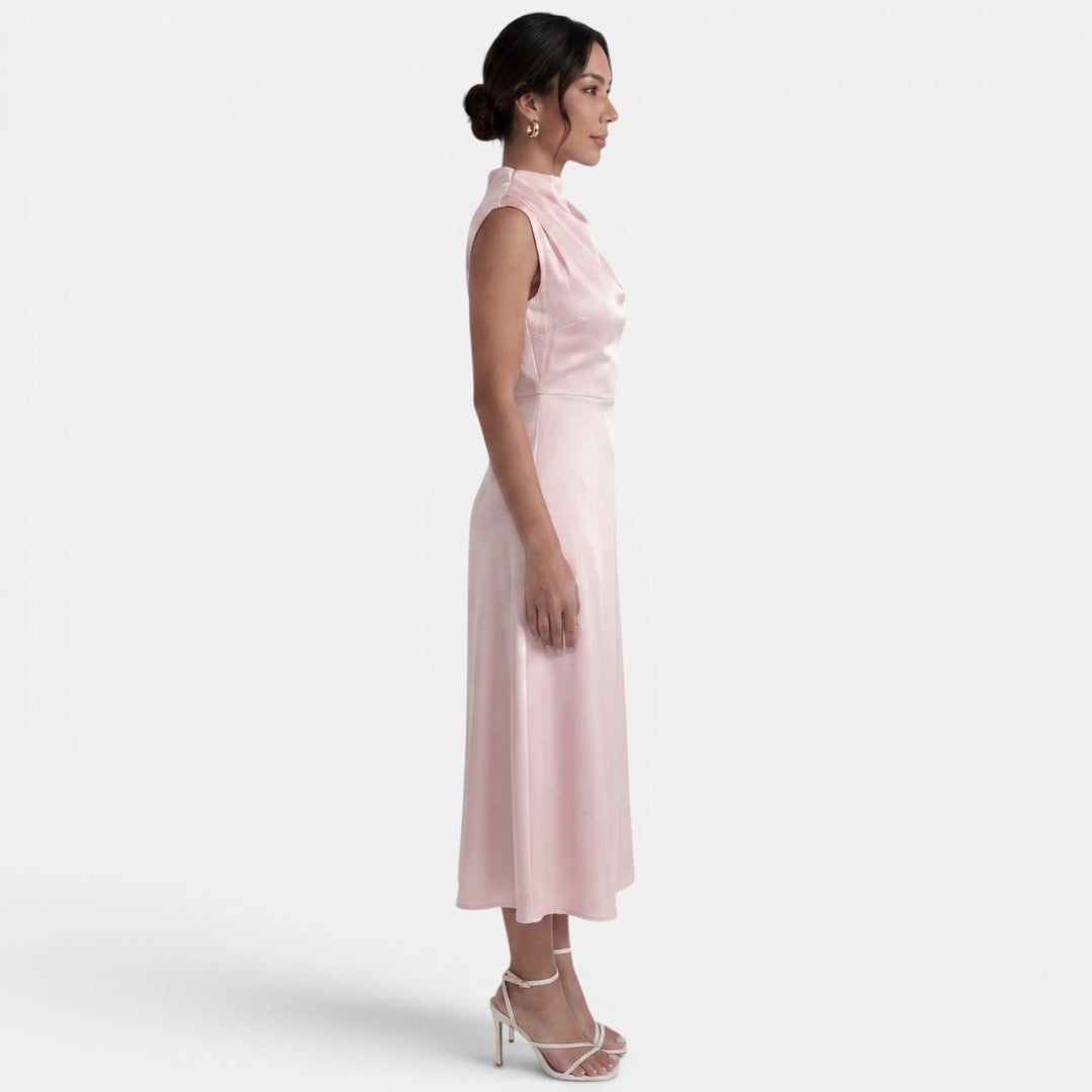 Elegant Midi Dress High Neck Women