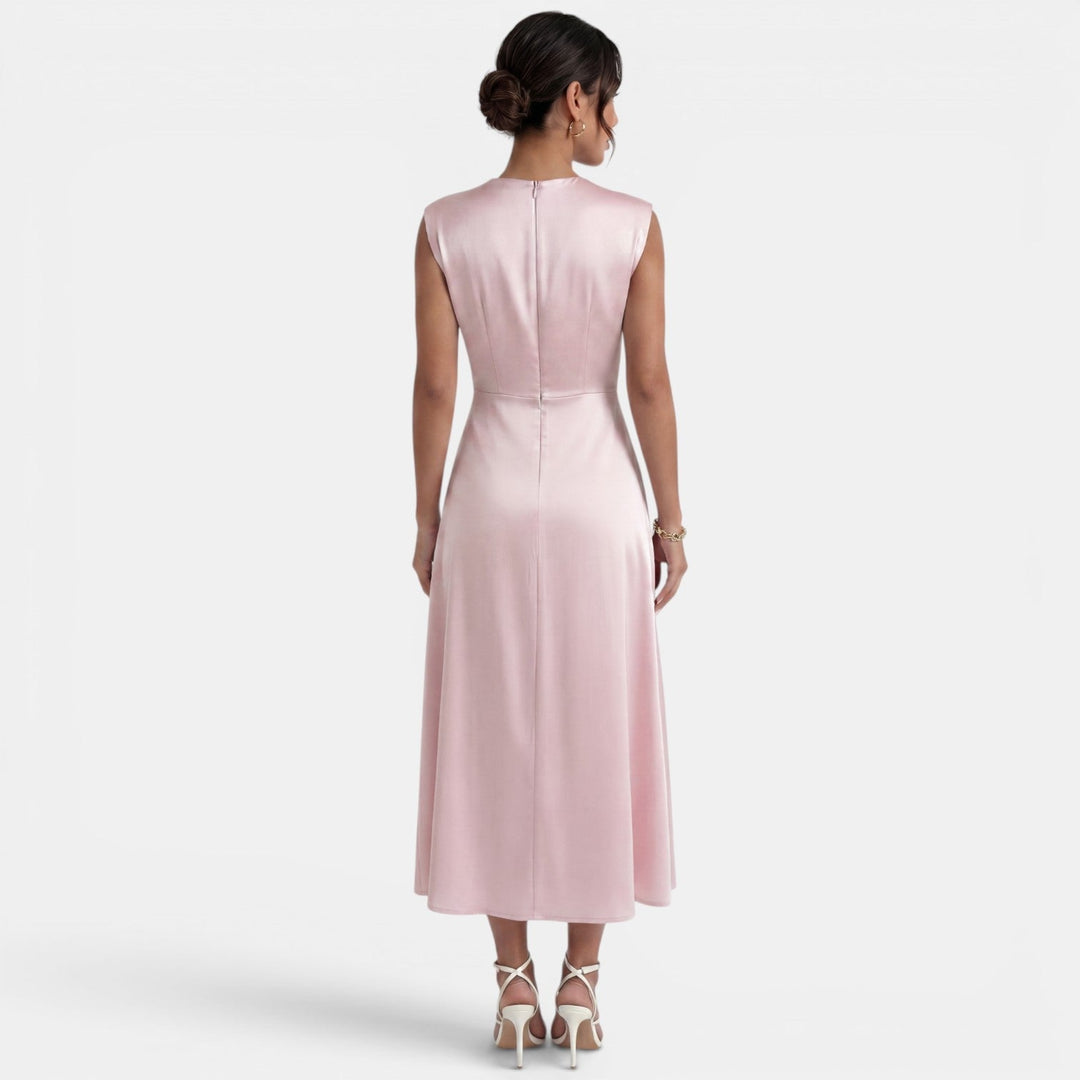 Elegant Midi Dress High Neck Women