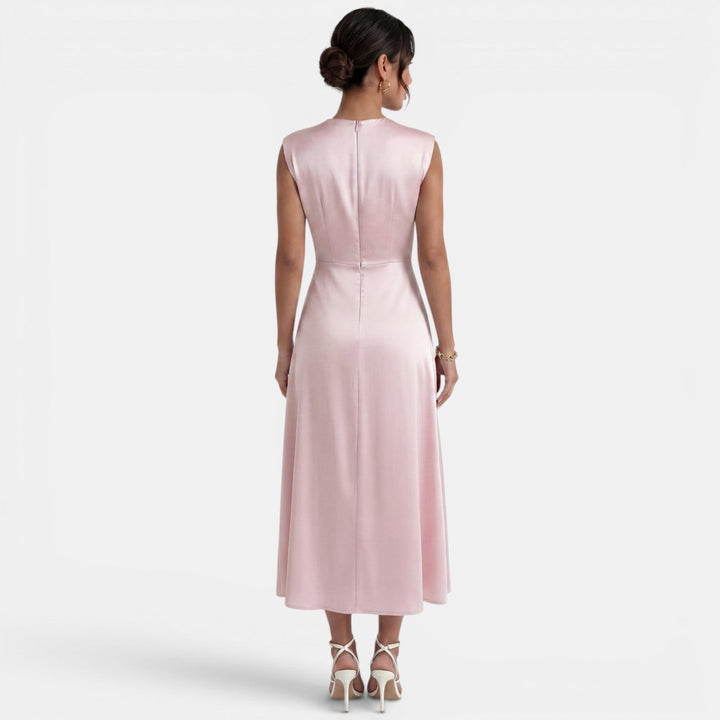 Elegant Midi Dress High Neck Women