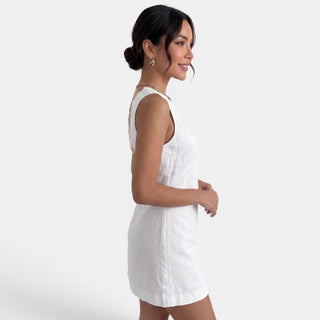 Vestido Corto Verano Escote V Mujer Lino