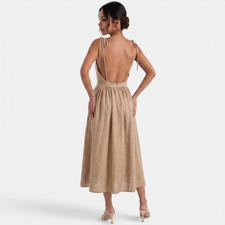Vestido Midi Lino A-Line Verano
