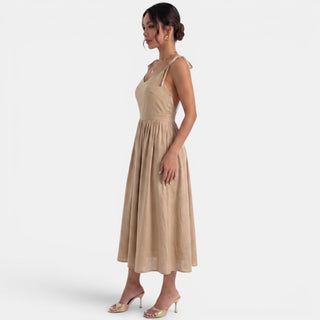 Vestido Midi Lino A-Line Verano
