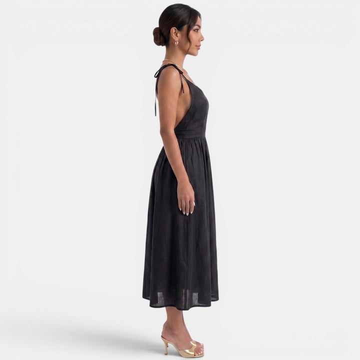 Vestido Midi Lino A-Line Verano