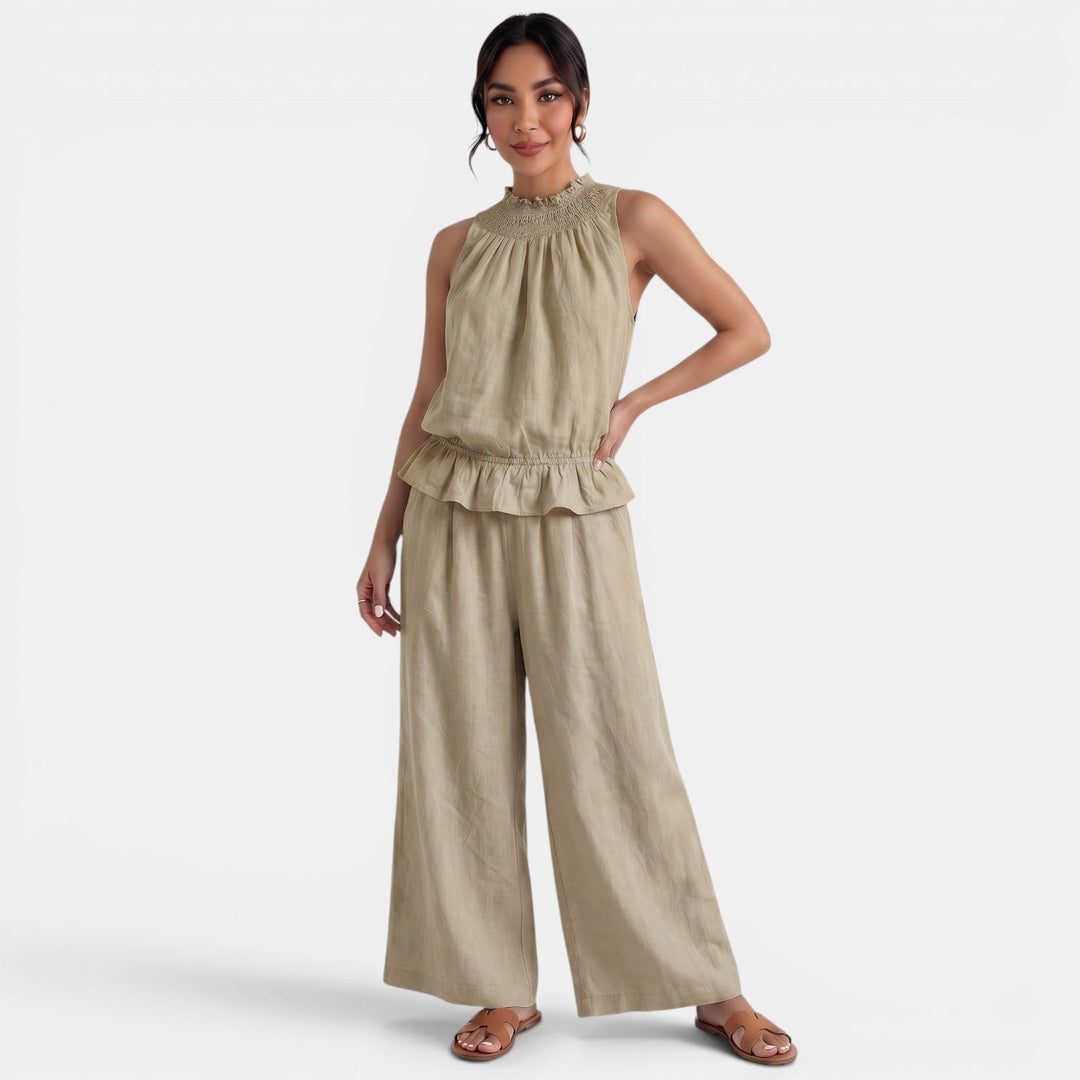 Conjunto Lino Mujer Verano Sin Mangas
