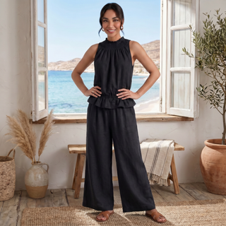 Conjunto Lino Mujer Verano Sin Mangas