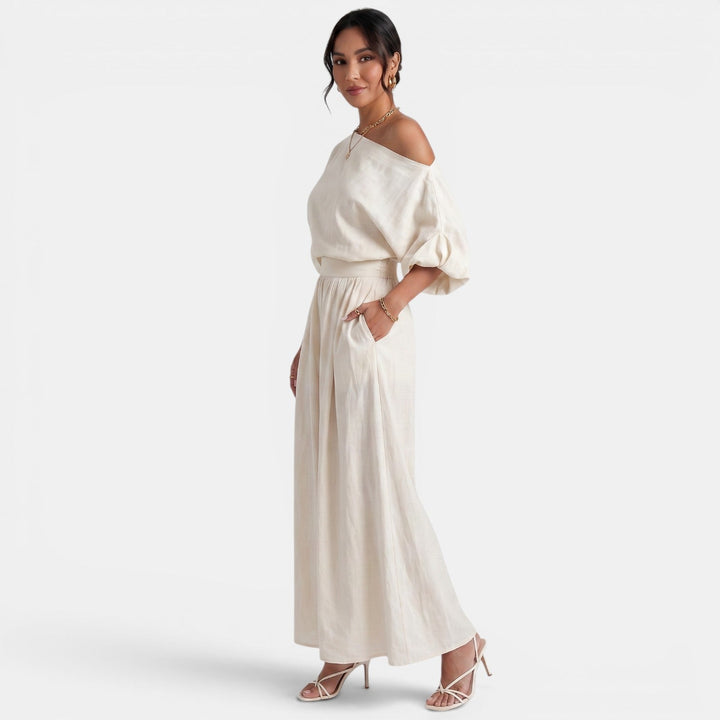 Conjunto Mujer Top Bardot y Pantalón