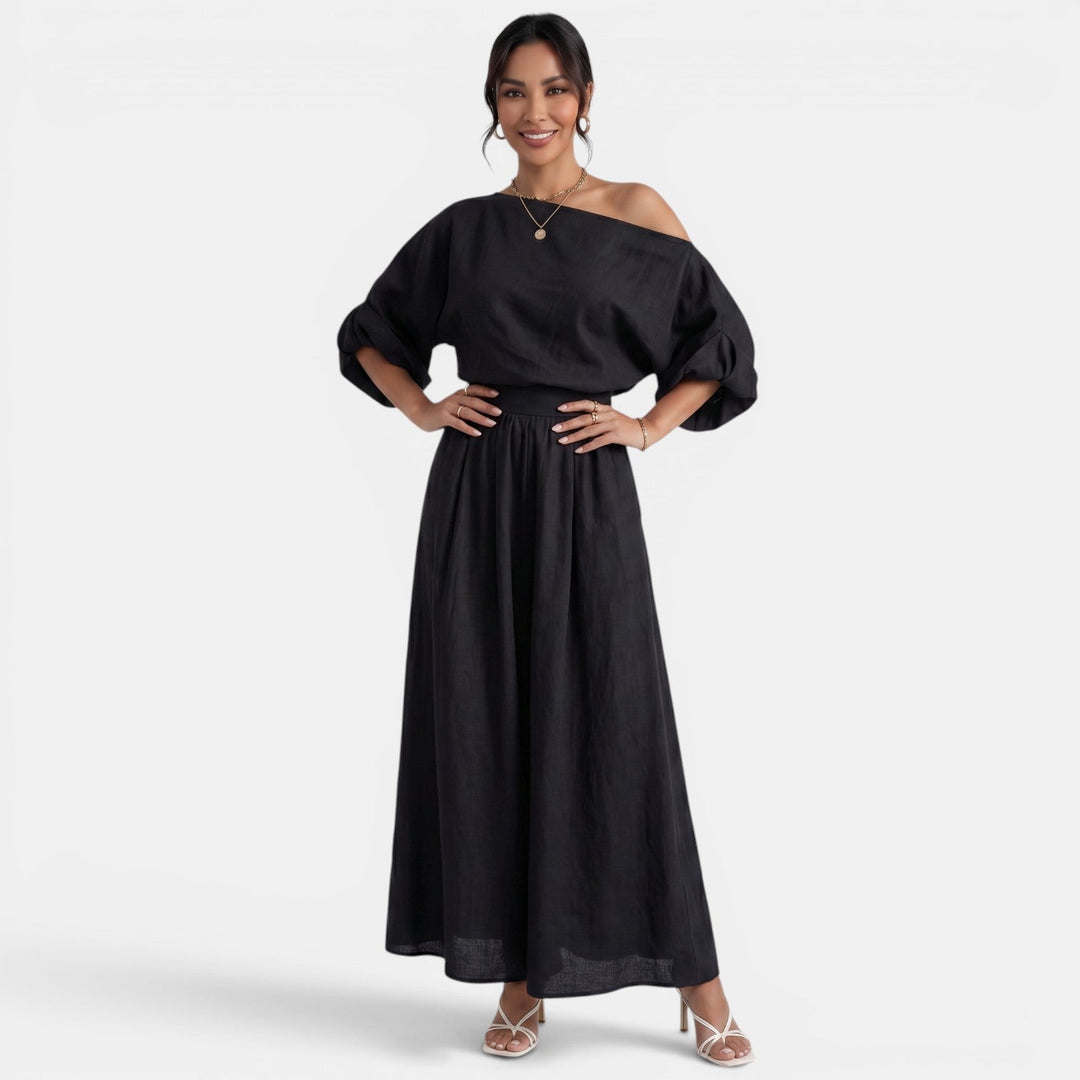 Conjunto Mujer Top Bardot y Pantalón