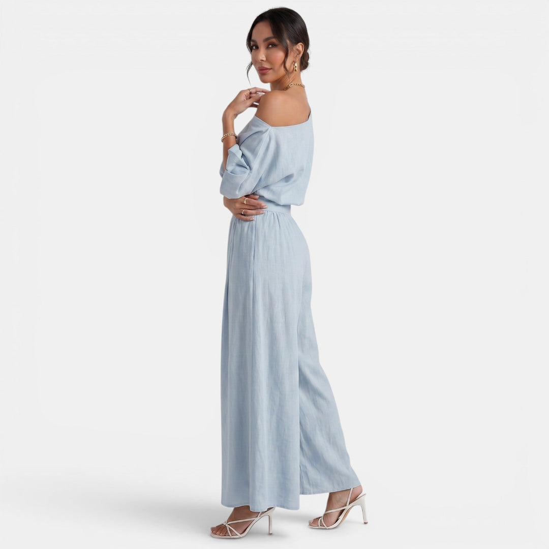 Conjunto Mujer Top Bardot y Pantalón
