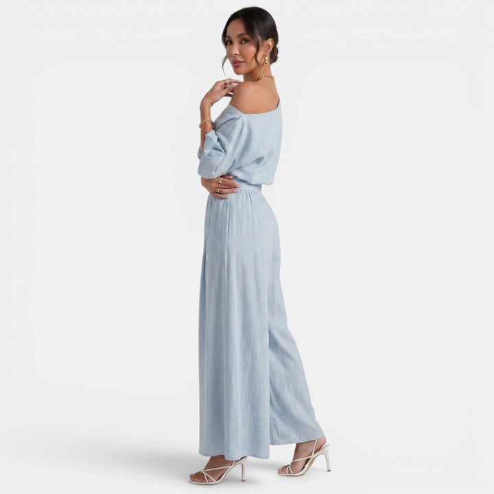 Conjunto Mujer Top Bardot y Pantalón