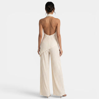 Conjunto Mujer Halter Pantalón Plisado