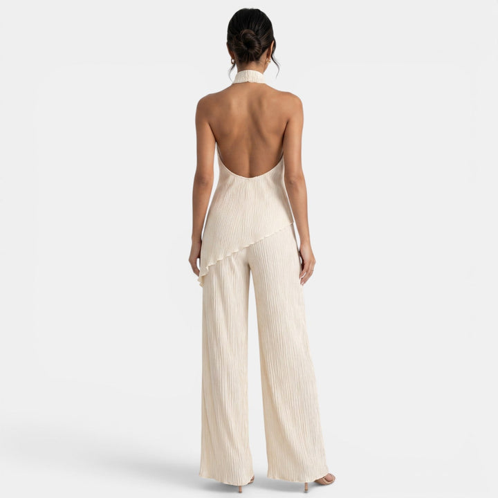 Conjunto Mujer Halter Pantalón Plisado