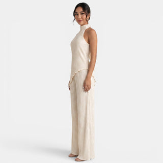 Conjunto Mujer Halter Pantalón Plisado