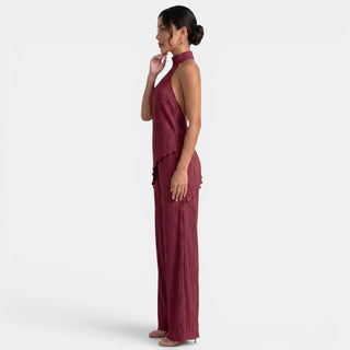 Conjunto Mujer Halter Pantalón Plisado
