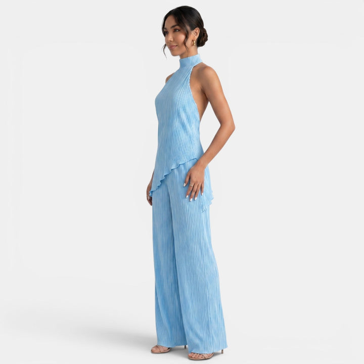 Conjunto Mujer Halter Pantalón Plisado