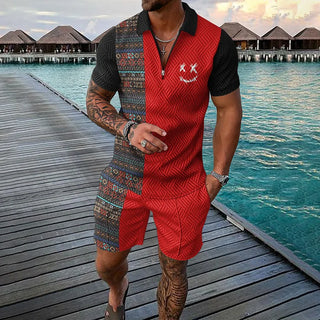 Víctor™ | Conjunto polo de viajero del tiempo: camisa polo y pantalones cortos