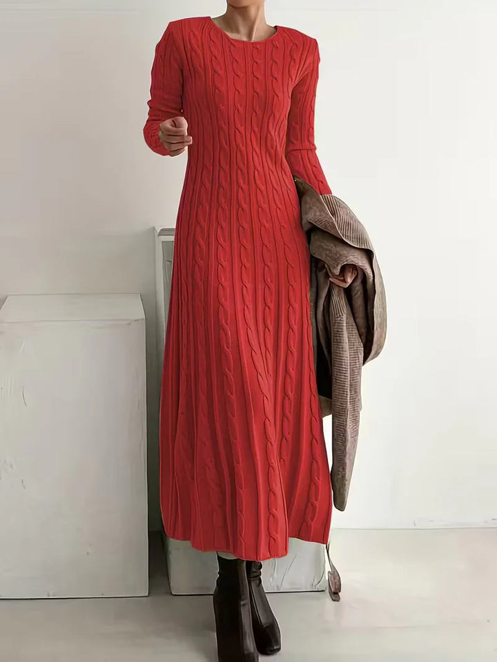 Jimena - Vestido largo de punto trenzado elegante