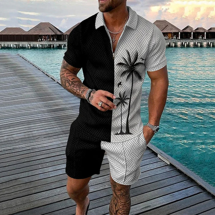 Jorge™ | Conjunto polo y shorts con diseño de cocotero