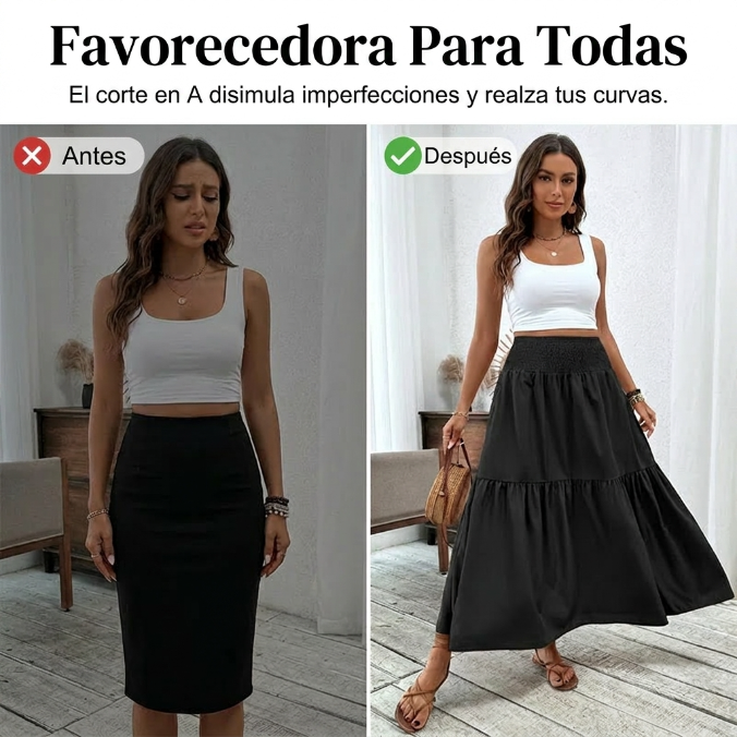 Gabriela - Falda larga fluida de cintura alta