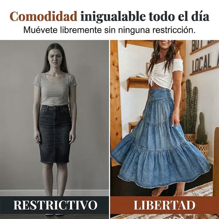 Elena - Falda vaquera con botones y estilo vintage