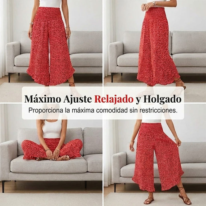 Adela - Pantalón fluido de lunares con volante