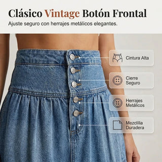 Elena - Falda vaquera con botones y estilo vintage
