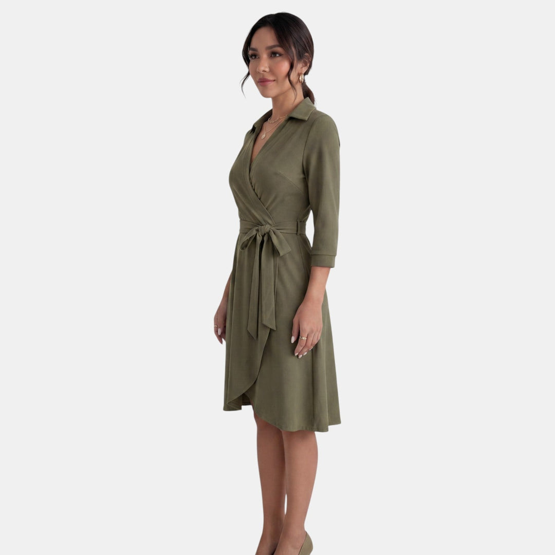 Vestido Midi Mujer Escote V Profundo