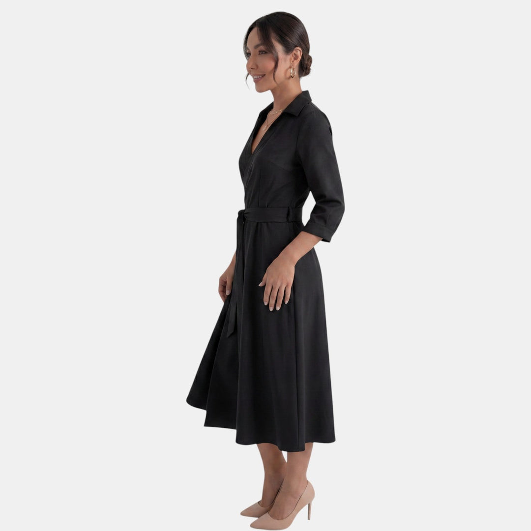 Vestido Midi Mujer Escote V Profundo