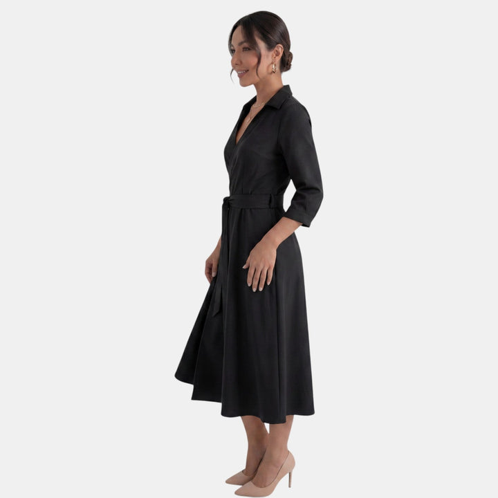 Vestido Midi Mujer Escote V Profundo