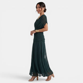 Vestido Maxi Mujer Gasa Estampado Cuello V