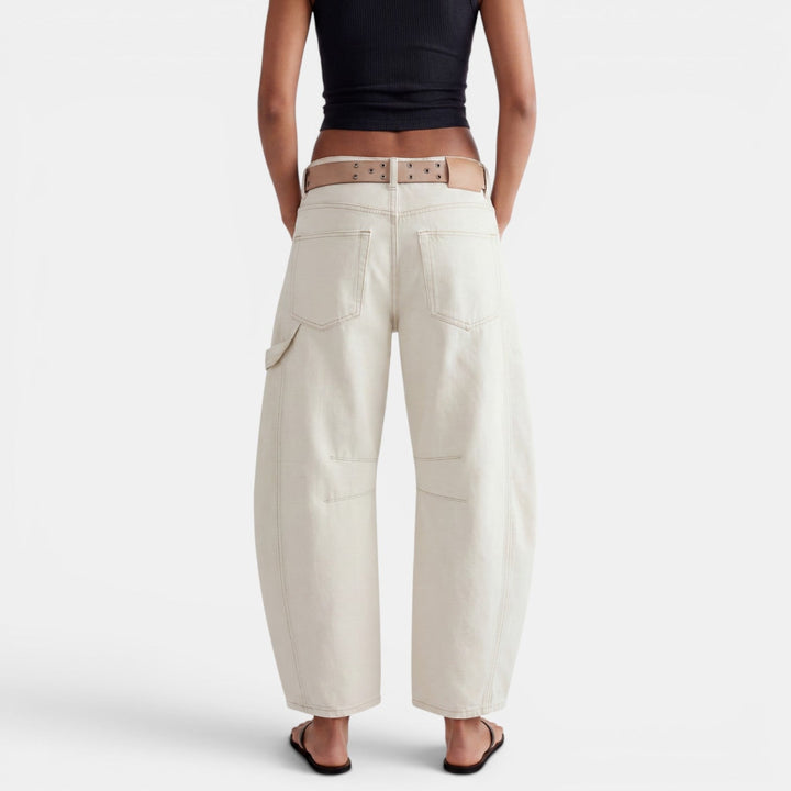Jeans Mujer Elásticos Tiro Medio Pierna Ancha