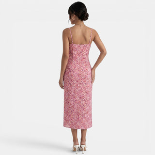 Vestido Midi Floral Rosa