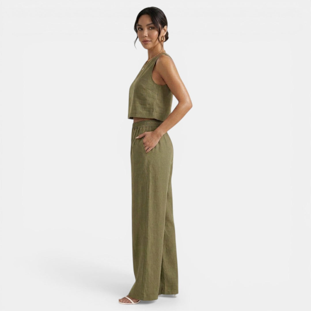 Conjunto Verano Mujer sin Mangas y Pantalón Holgado
