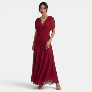 Vestido Maxi Mujer Gasa Estampado Cuello V