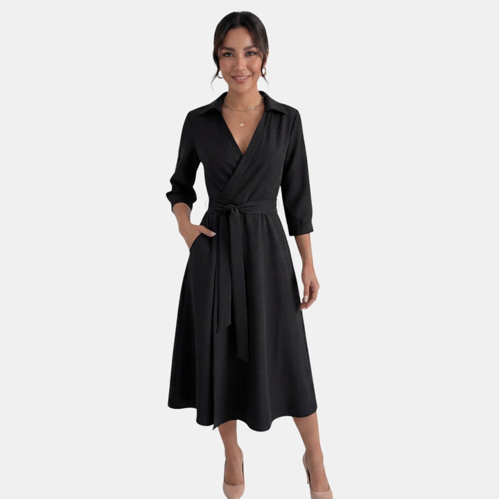 Vestido Midi Mujer Escote V Profundo