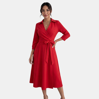 Vestido Midi Mujer Escote V Profundo