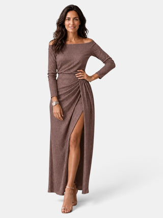Vestido Midi Mujer Elegante Bardot