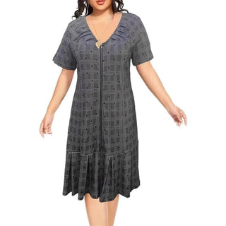 Marta - Vestido de cuadros con cremallera y bajo plisado