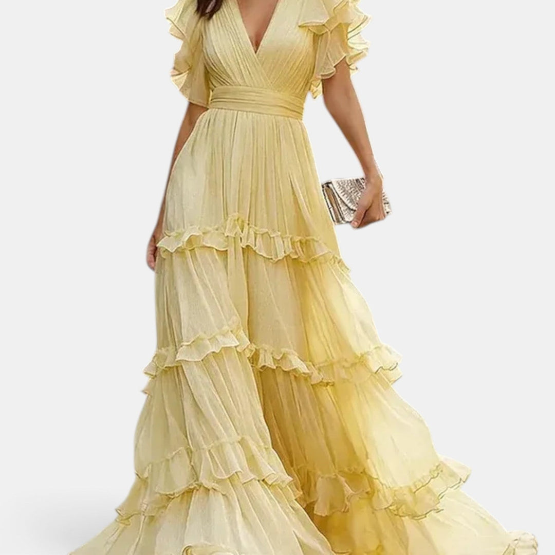 Vestido Invitada de Boda Largo Verano con Volantes