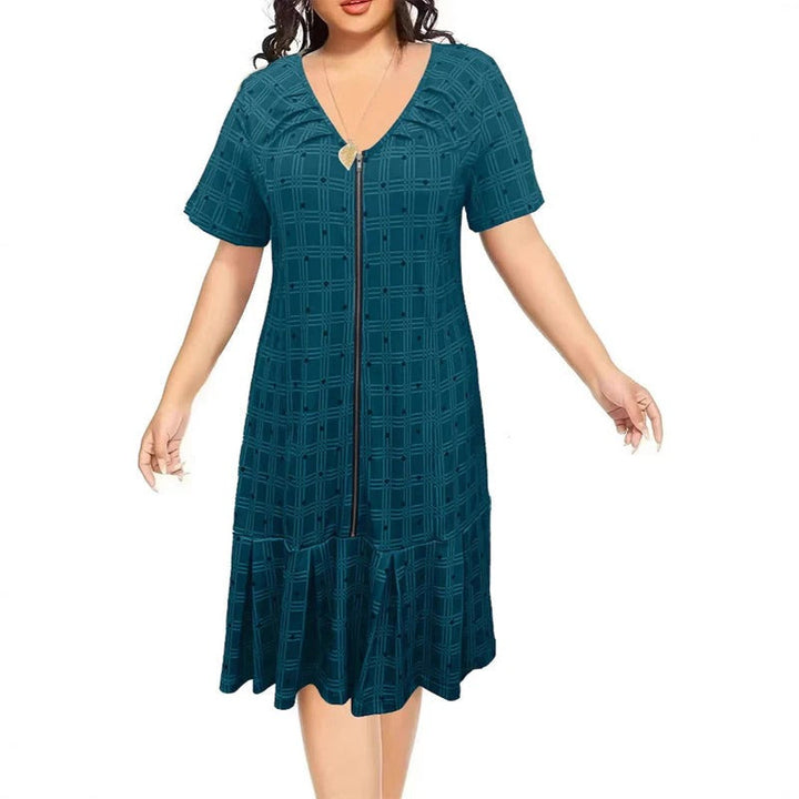 Marta - Vestido de cuadros con cremallera y bajo plisado