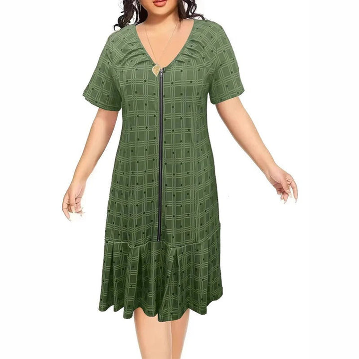Marta - Vestido de cuadros con cremallera y bajo plisado