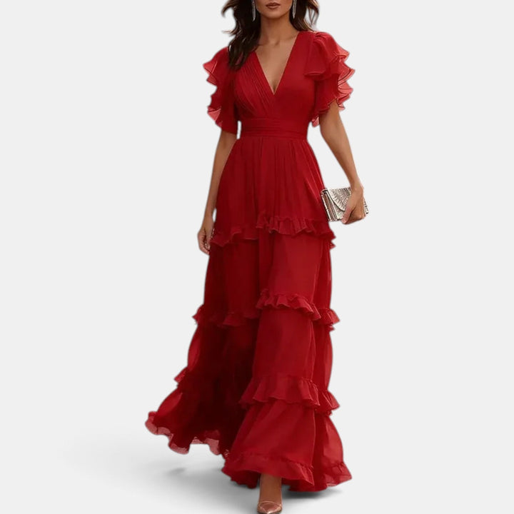 Vestido Invitada de Boda Largo Verano con Volantes