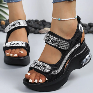 Noelia - Sandalias ortopédicas con cuña y detalles brillantes