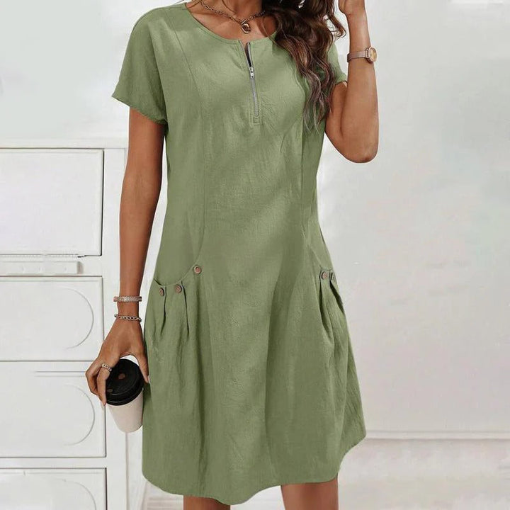 Mireia - Vestido con cremallera y bolsillos con botones