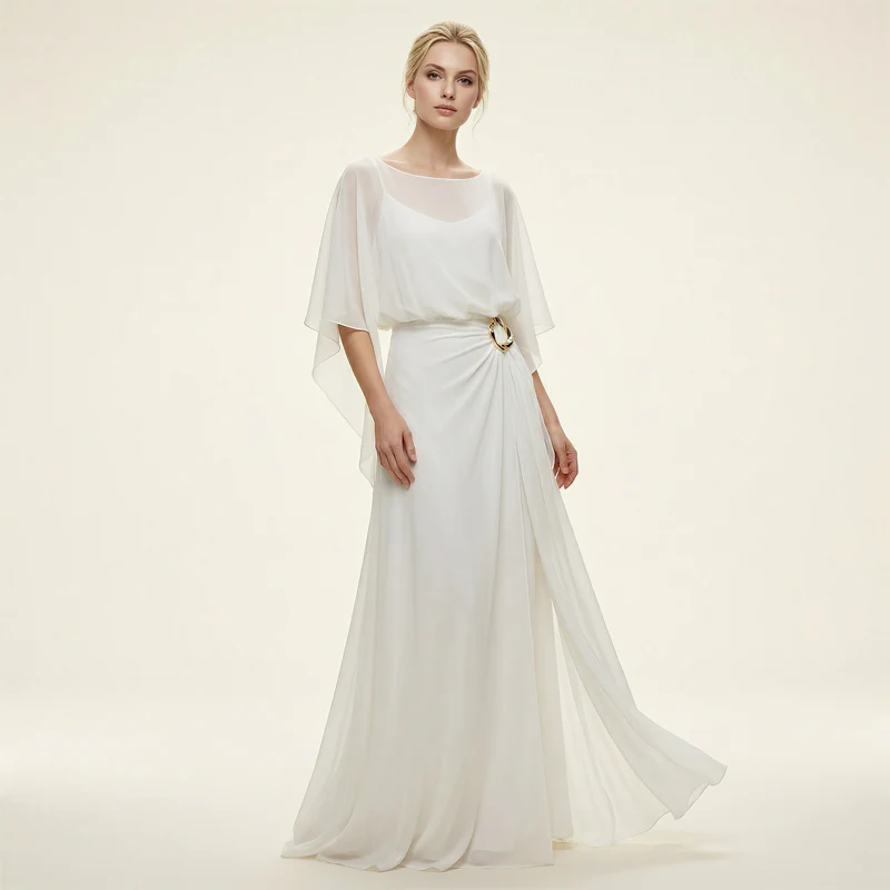 Iria - Conjunto elegante con mangas capa y pantalón fluido