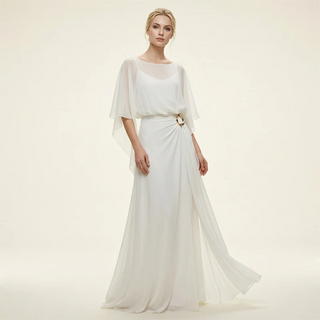 Iria - Conjunto elegante con mangas capa y pantalón fluido