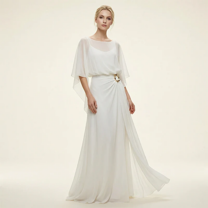 Iria - Conjunto elegante con mangas capa y pantalón fluido
