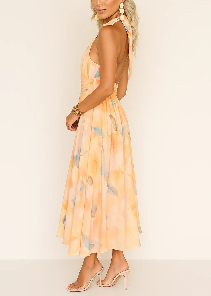 Nora - Vestido Largo con Estampado Acuarela