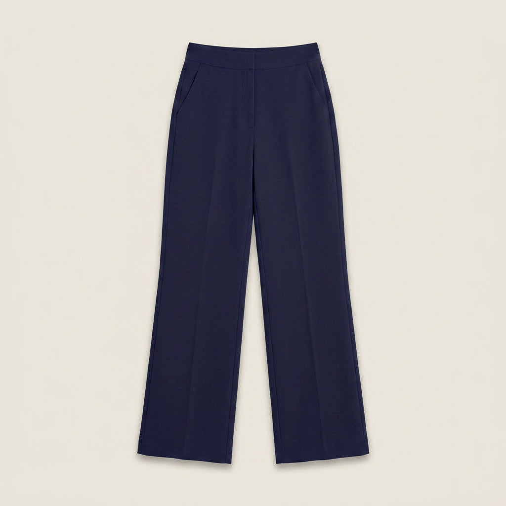 Pantalón Recto de Talle Alto con Pinza Central para Mujer